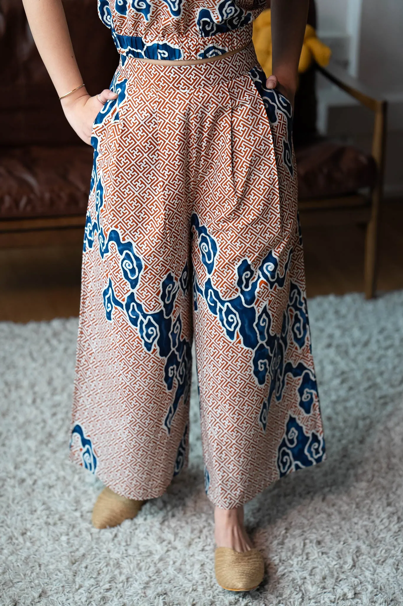 Batik Wide Leg Pants in Tumbuh Clay