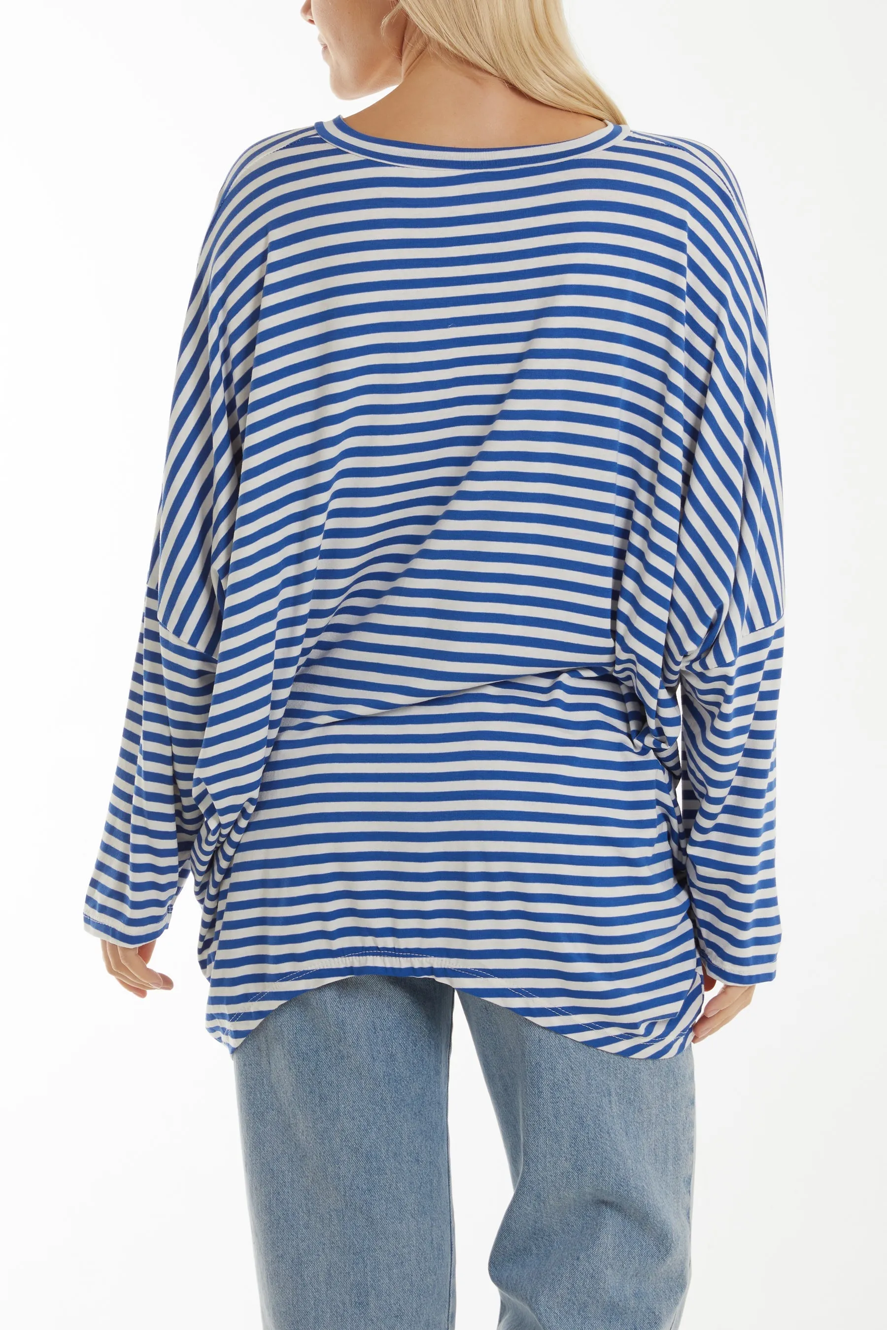 Batwing Asymmetric Hem Striped Top