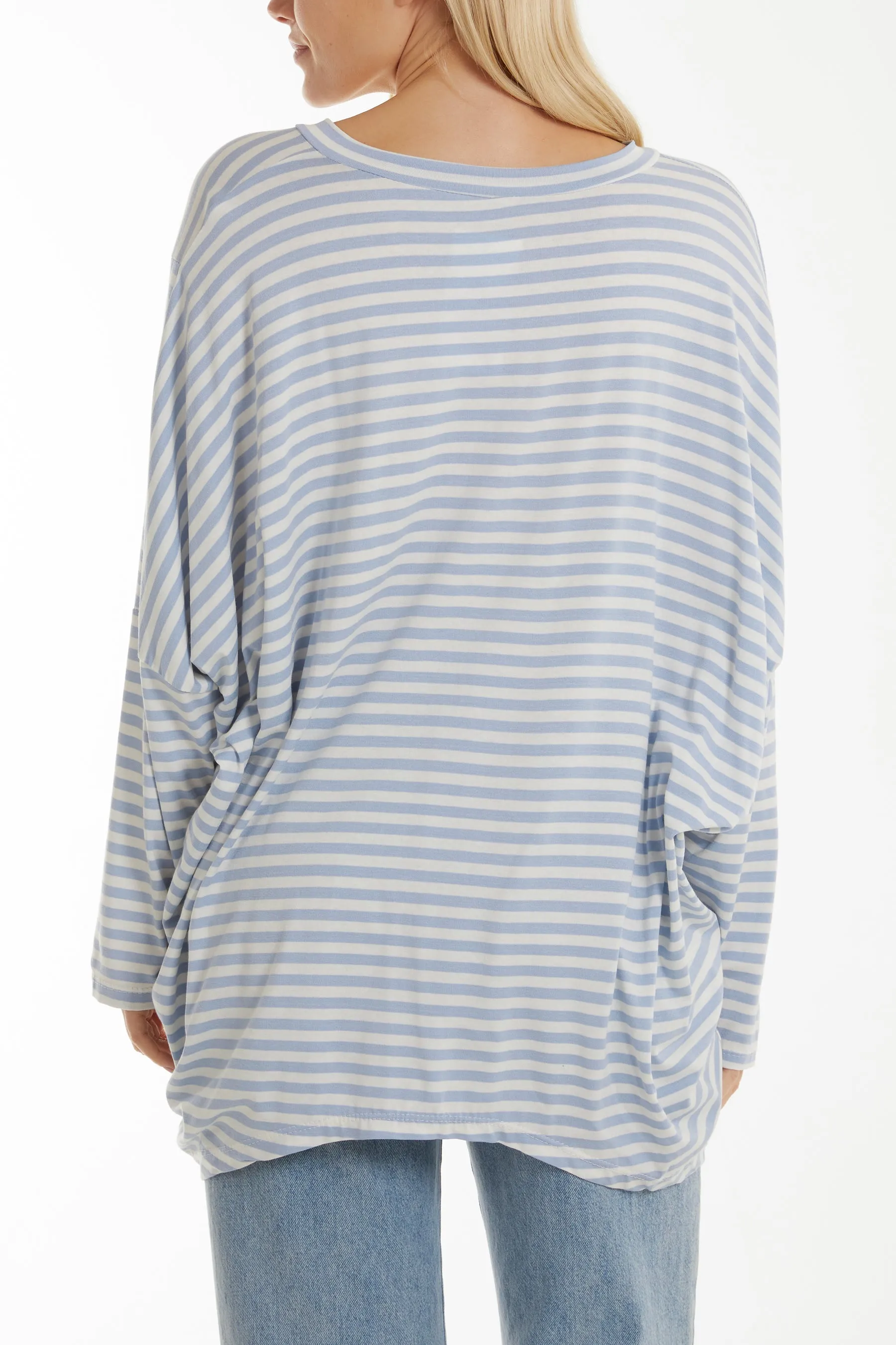 Batwing Asymmetric Hem Striped Top