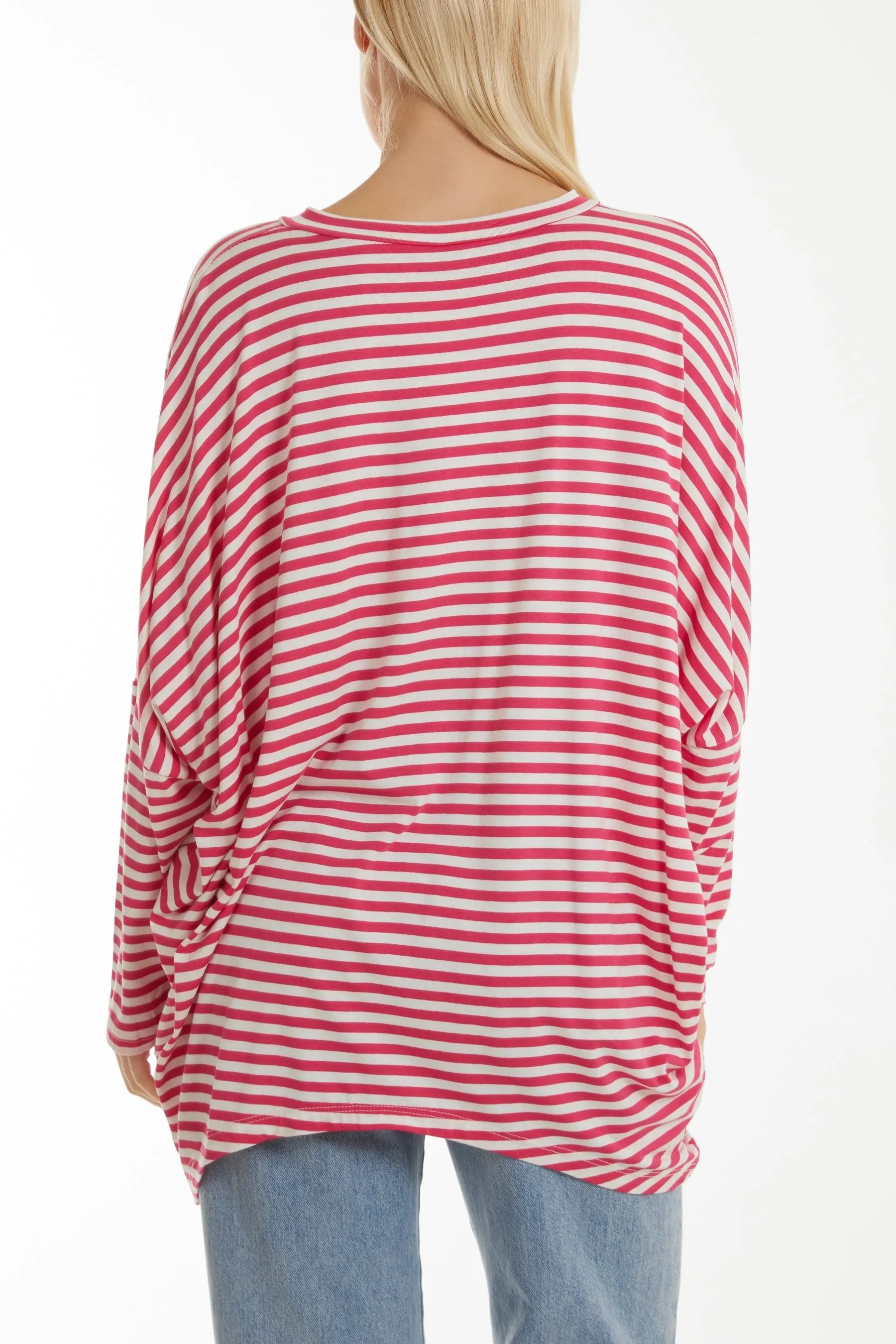 Batwing Asymmetric Hem Striped Top