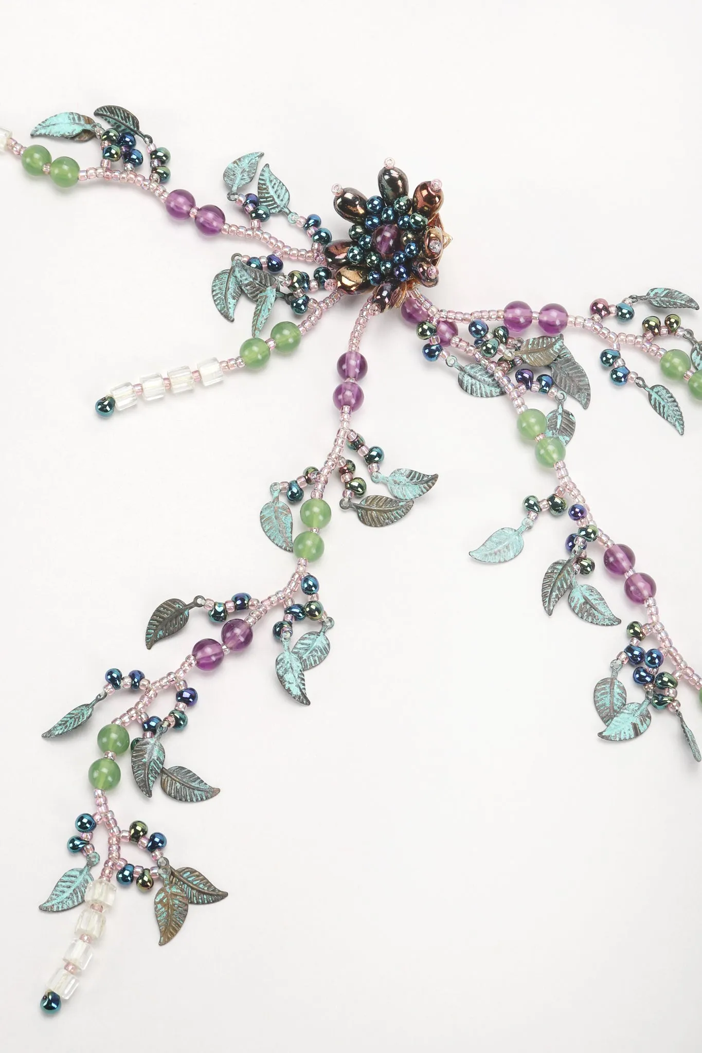 Beaded Leaf Drop Earrings