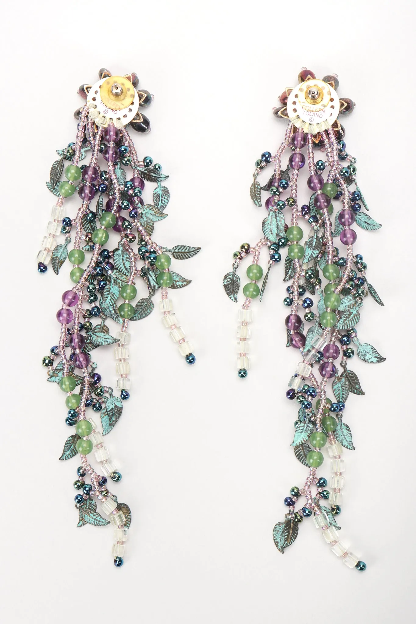 Beaded Leaf Drop Earrings