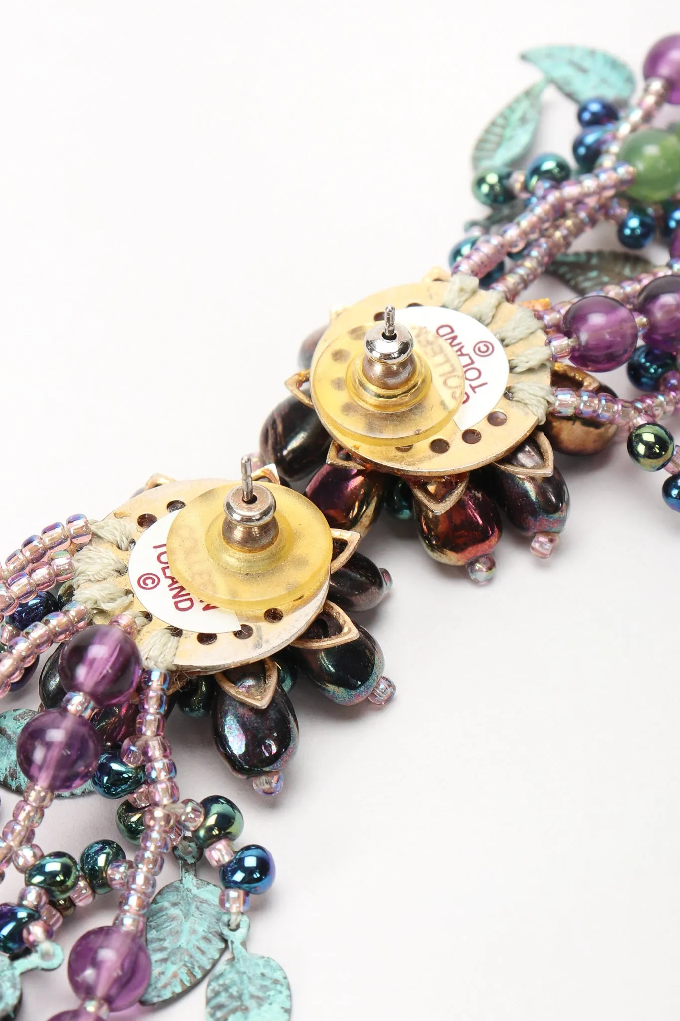 Beaded Leaf Drop Earrings