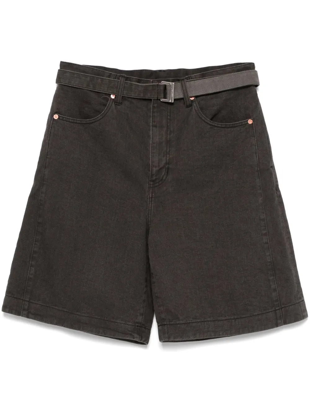 Belted denim shorts
