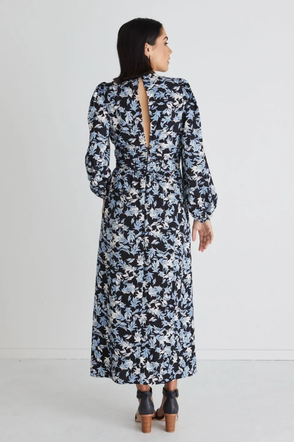 Better Than Ever Large Blue Floral Puff Sleeve Tiered Maxi Dress