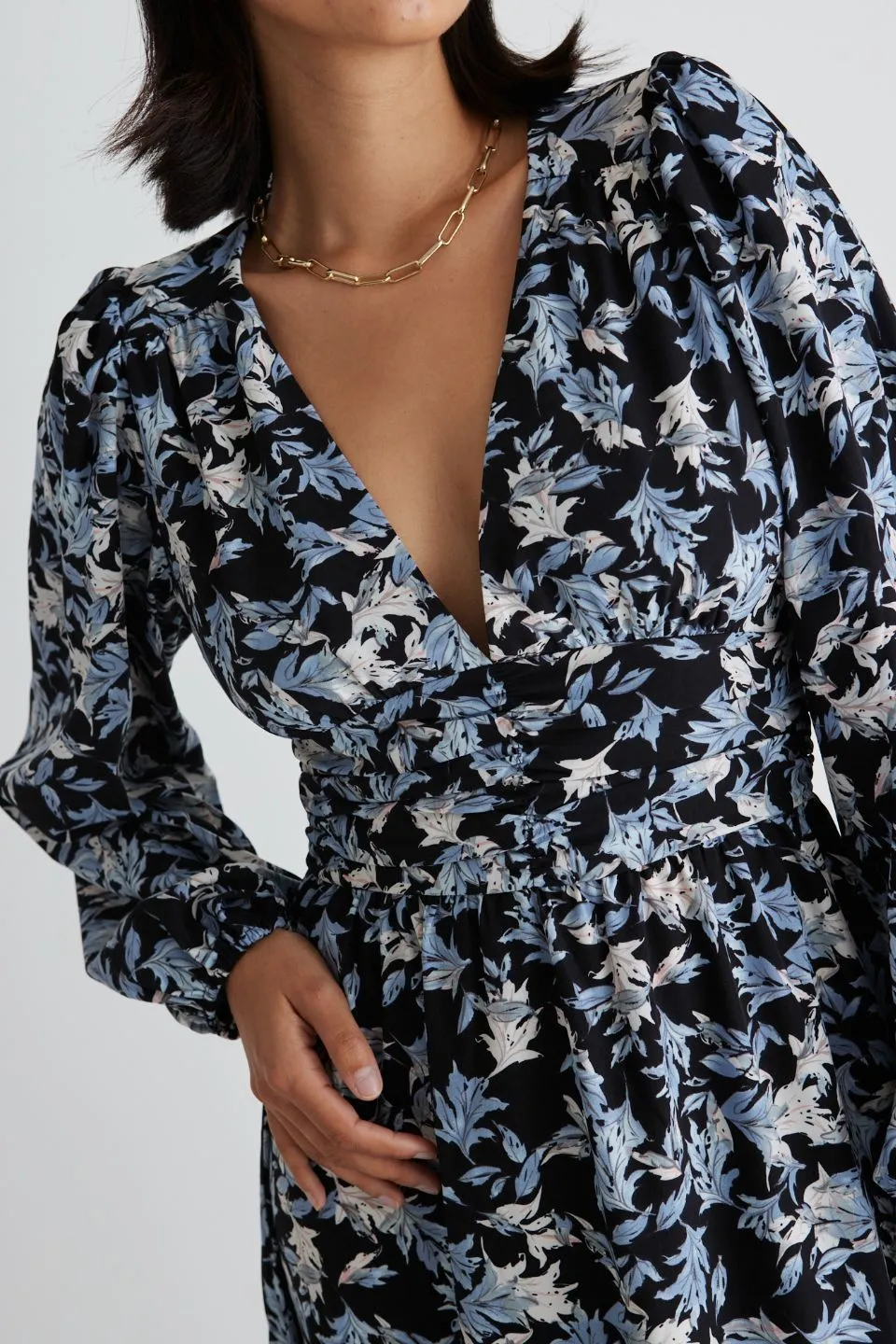 Better Than Ever Large Blue Floral Puff Sleeve Tiered Maxi Dress