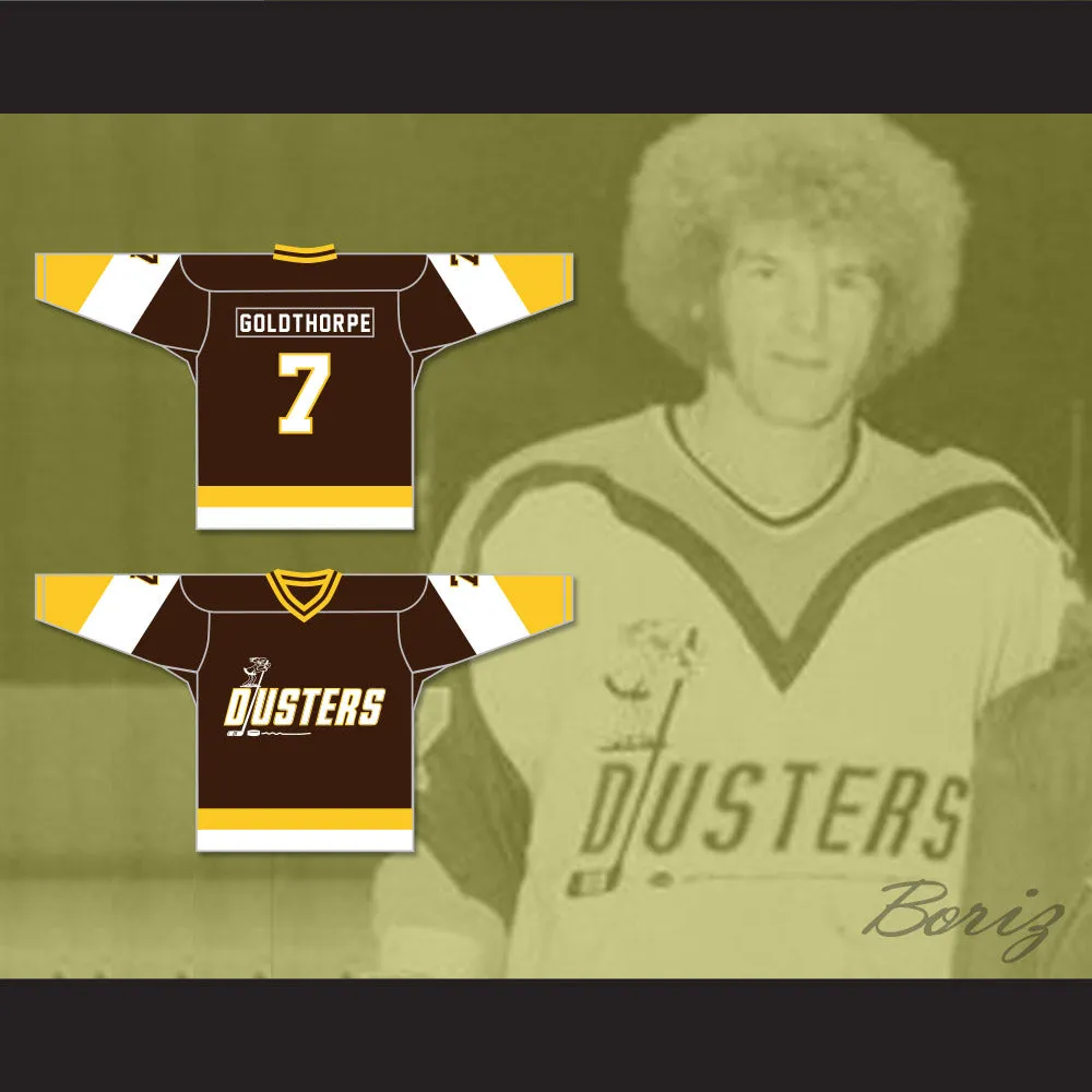 Bill 'Goldie' Goldthorpe 7 Binghamton Broome Dusters Brown Hockey Jersey 3