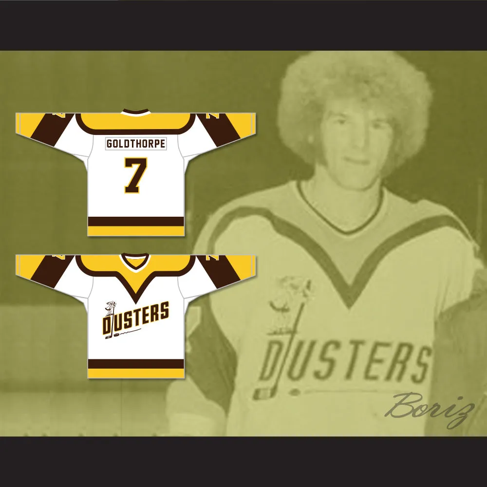 Bill 'Goldie' Goldthorpe 7 Binghamton Broome Dusters White Hockey Jersey