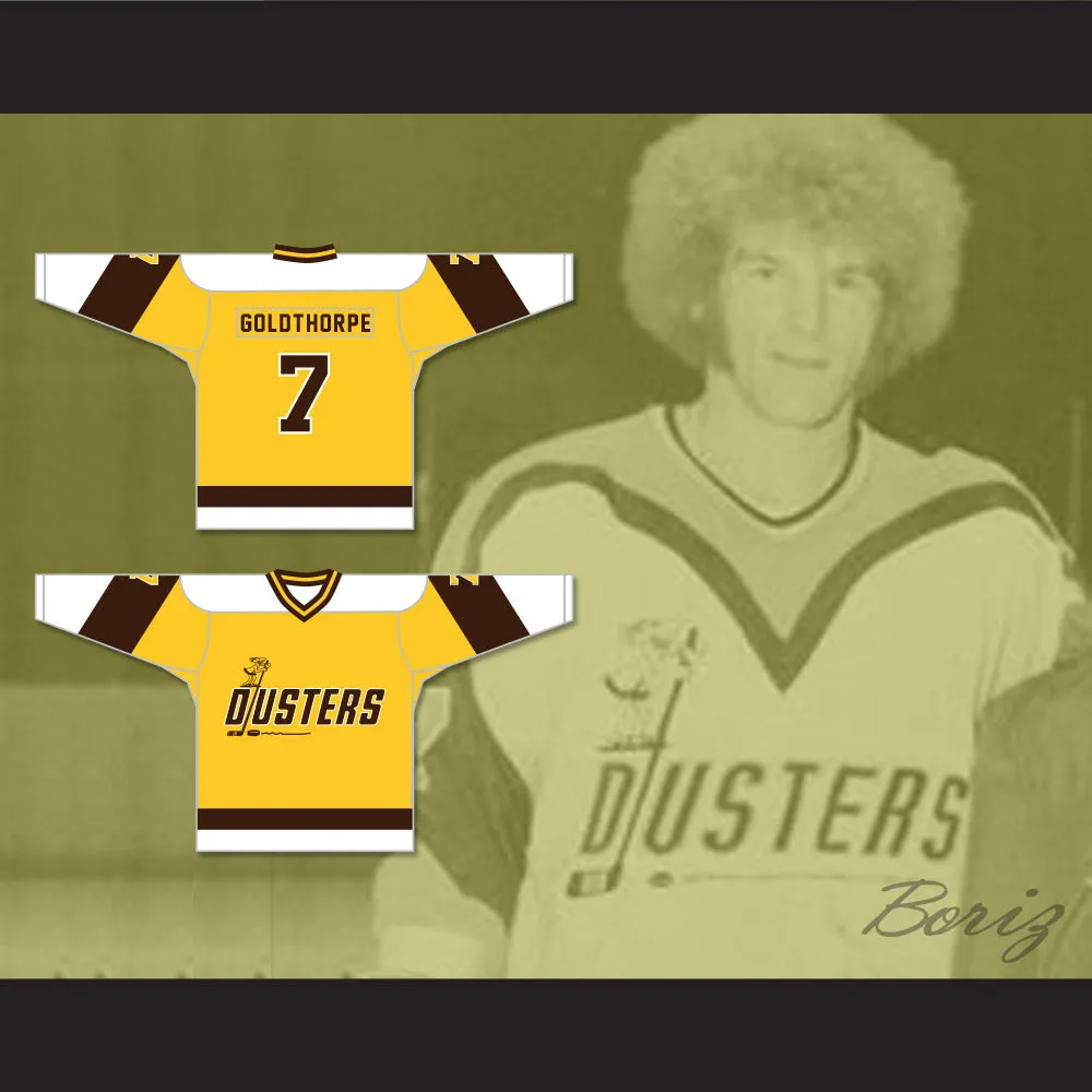 Bill 'Goldie' Goldthorpe 7 Binghamton Broome Dusters Yellow Hockey Jersey 2