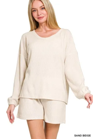 Bingo Beige Fleece Tee Shorts Set