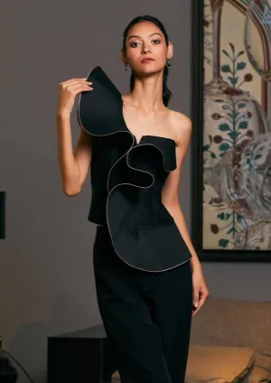 Black asymmetric structural corset