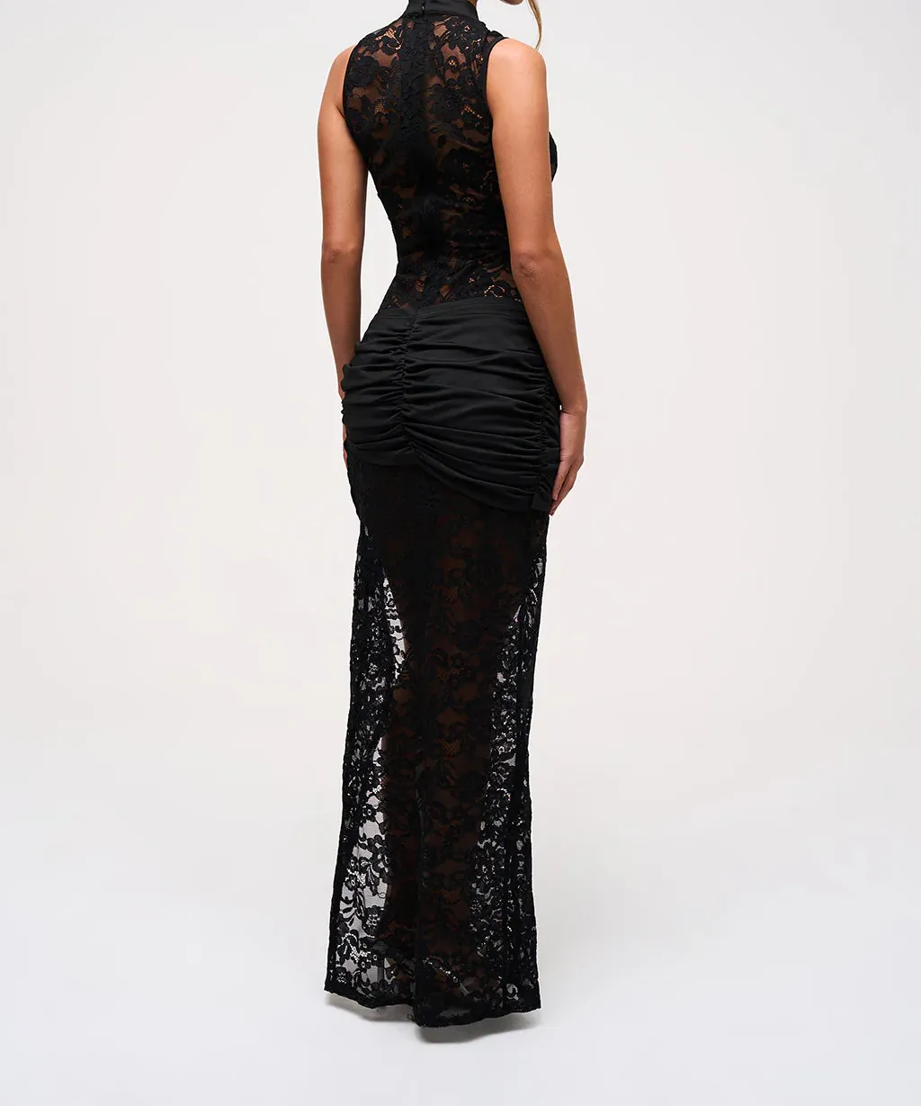 Black lace keyhole maxi dress
