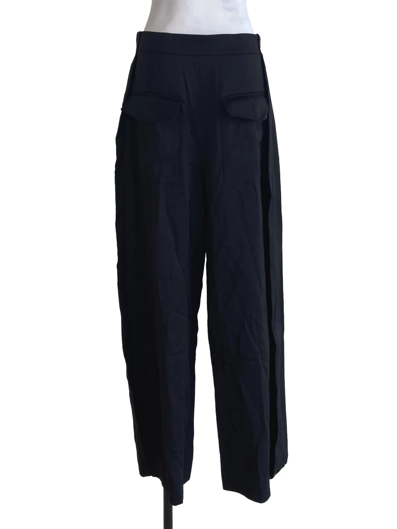 Black Plain Wide Pants