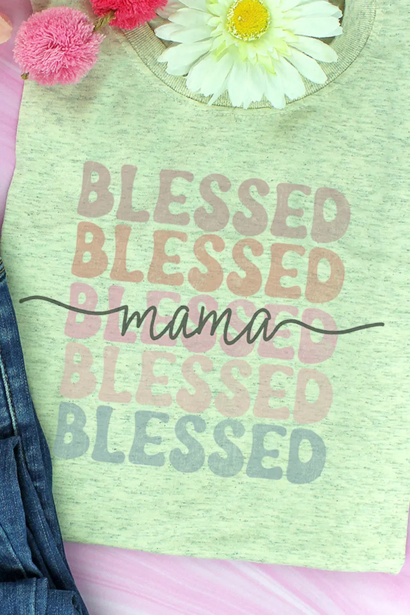 Blessed Mama Stacked Adult Tri-Blend T-Shirt