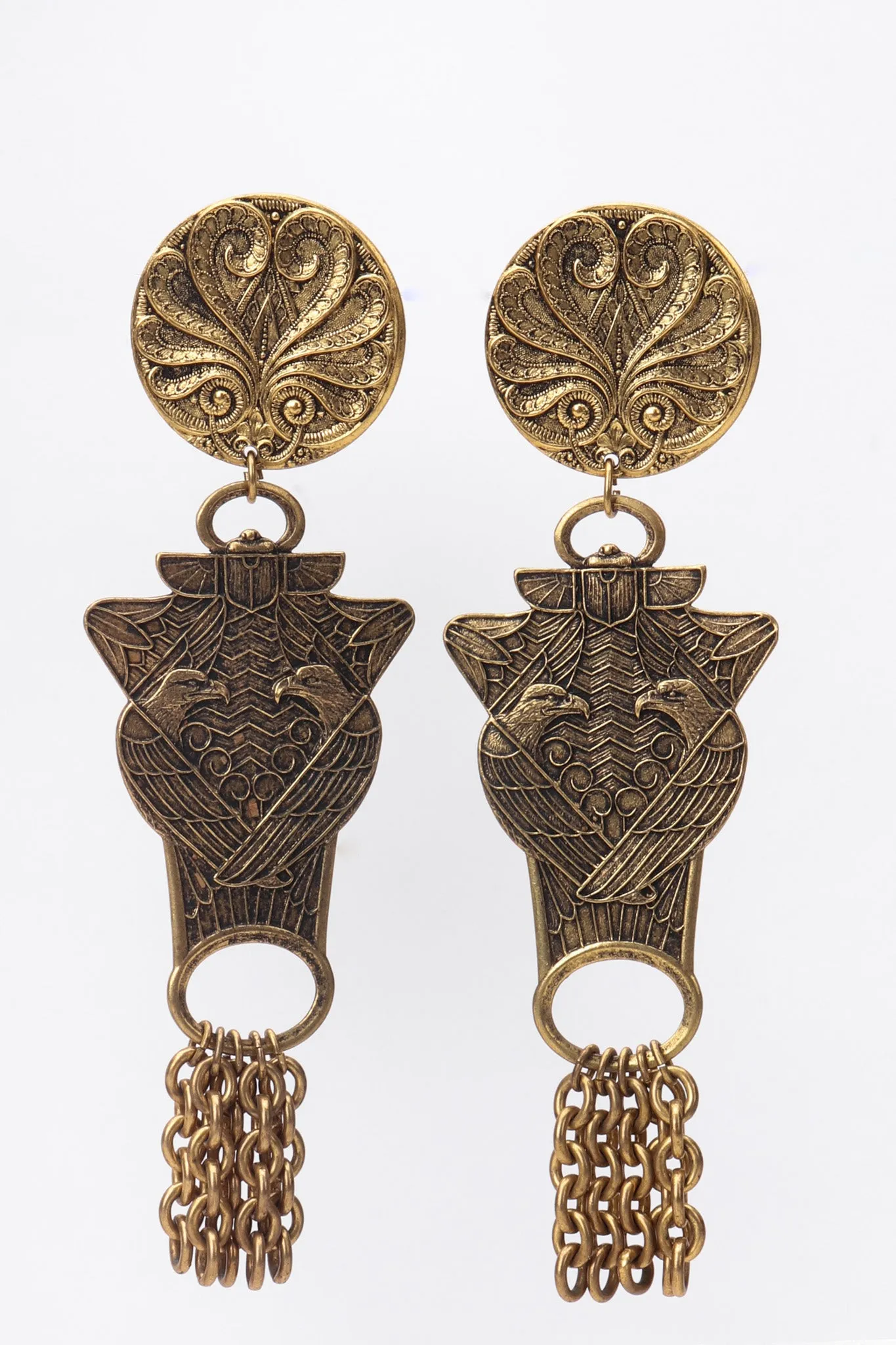 Brass Eagle Drop Earrings