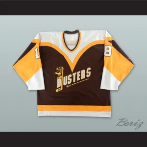 Brian Lee 18 Binghamton Broome Dusters Brown Hockey Jersey