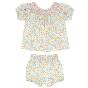 Bright Floral Smocked Bloomer Set