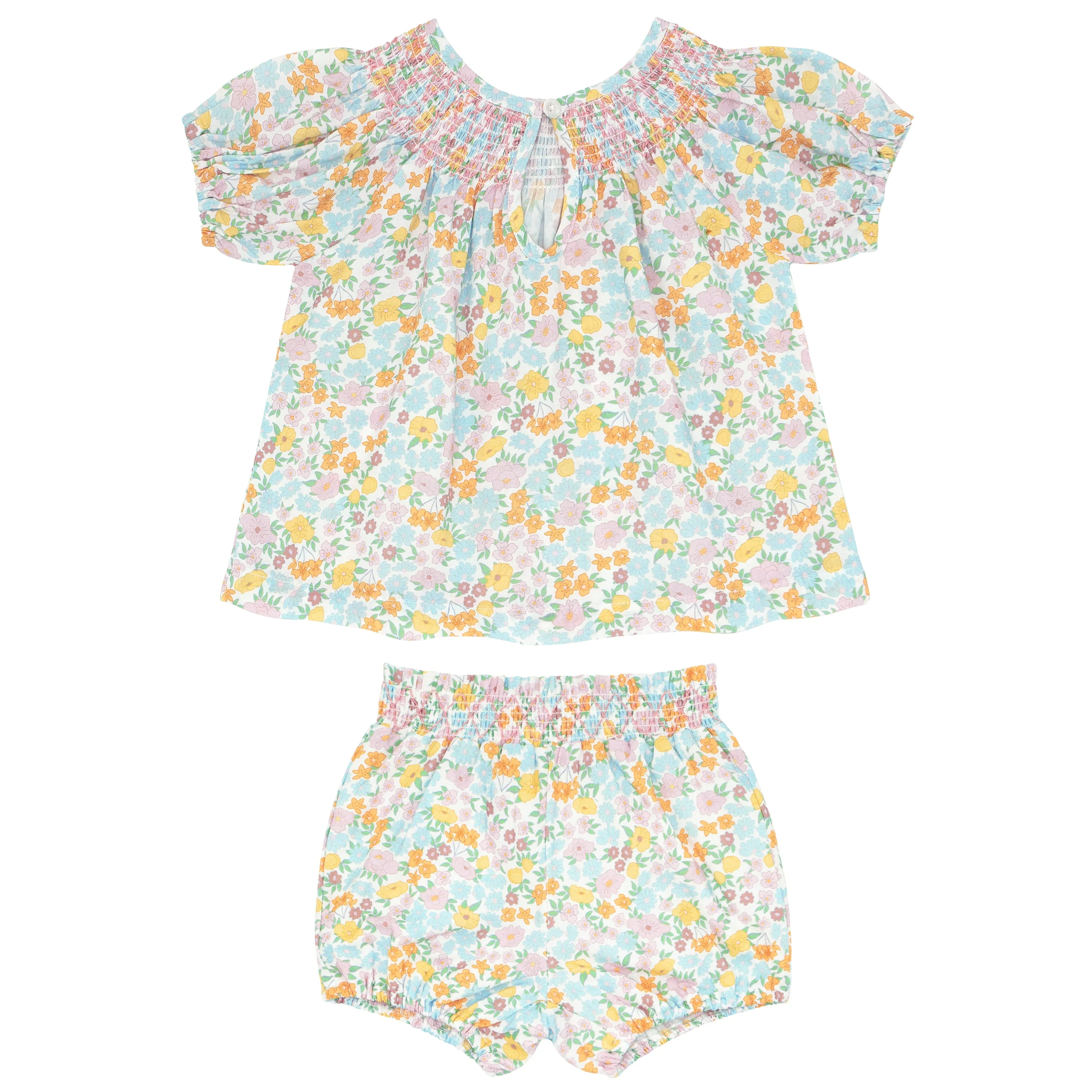 Bright Floral Smocked Bloomer Set