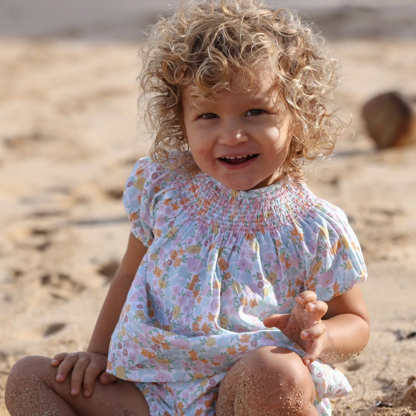 Bright Floral Smocked Bloomer Set