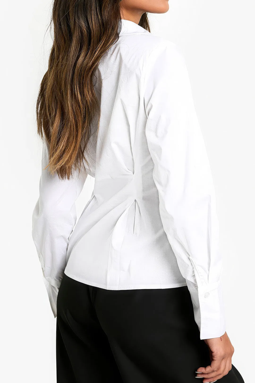 Briony - Classic Buttoned Elegance Woman's Ruched Shirt