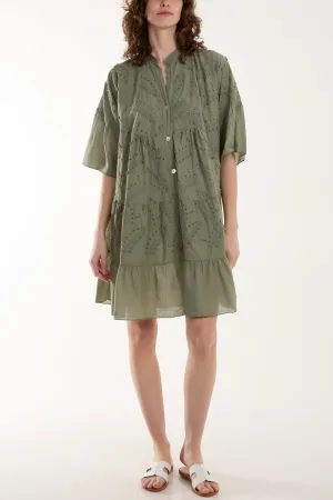 Broderie Anglaise 3D Leaves Smock Dress