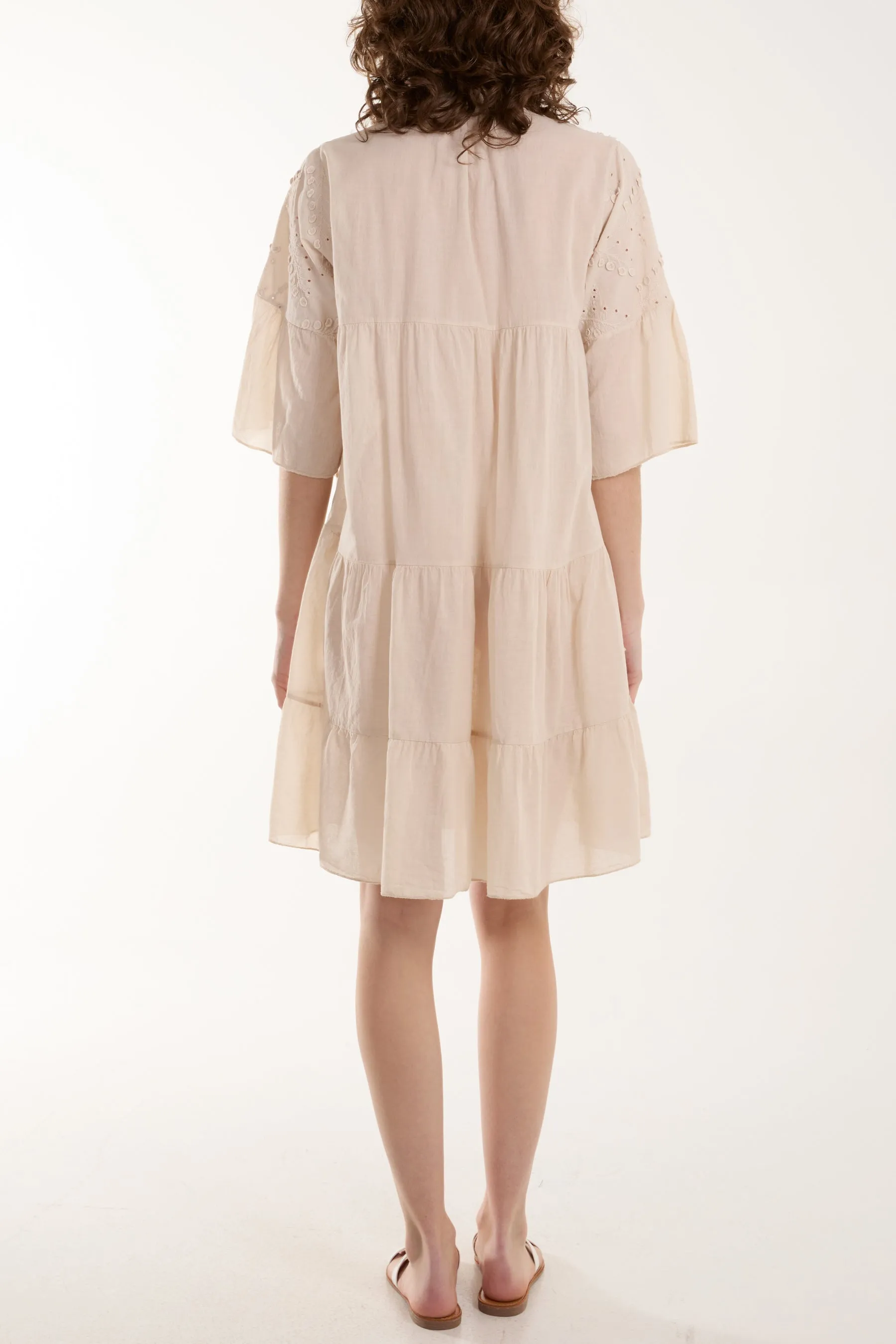 Broderie Anglaise 3D Leaves Smock Dress