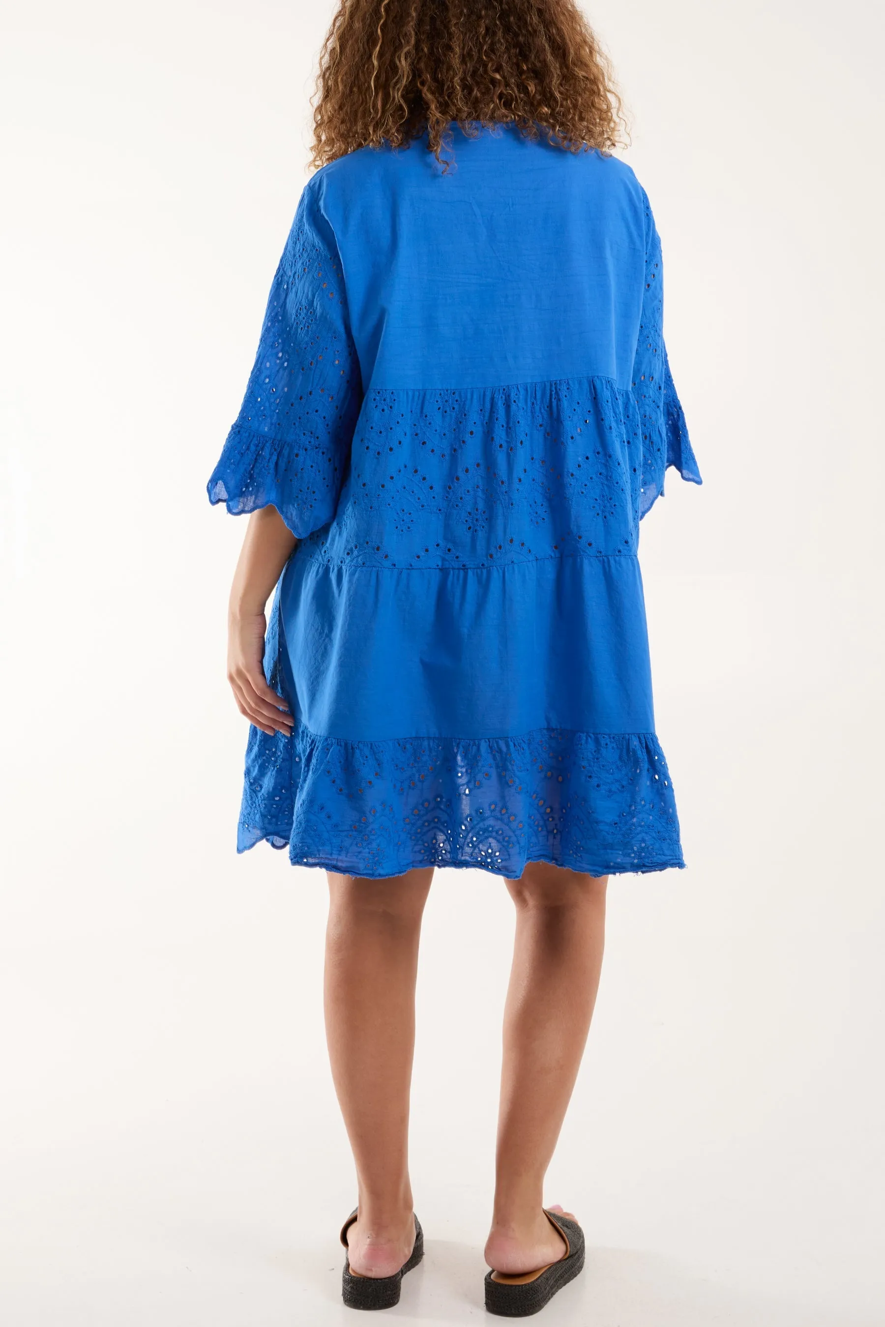 Broderie Anglaise Smock Shirt Dress