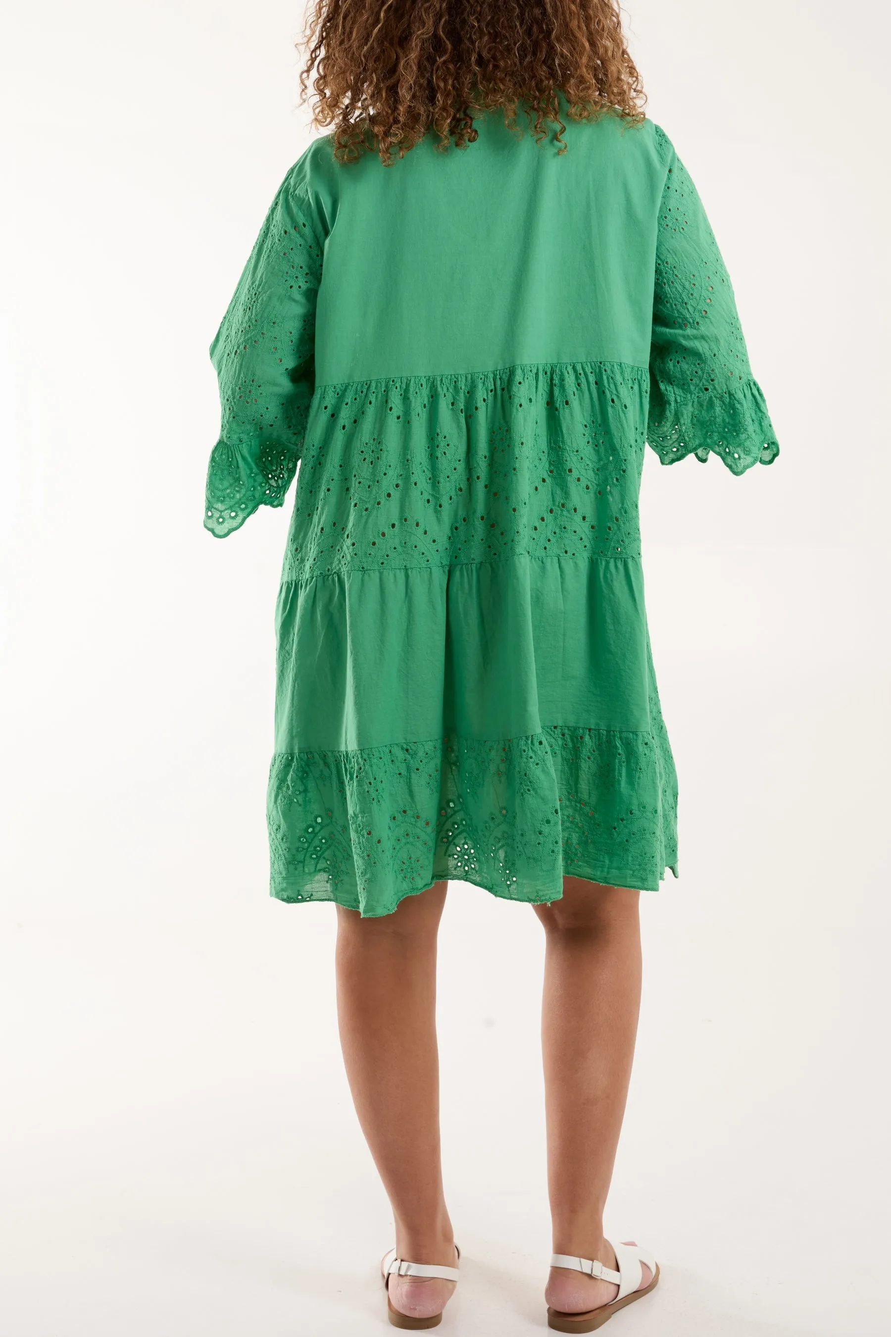 Broderie Anglaise Smock Shirt Dress