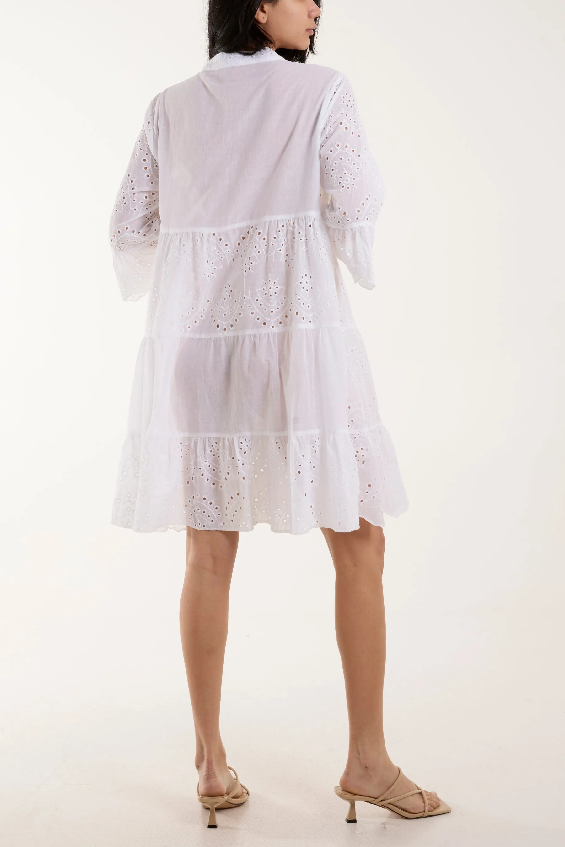 Broderie Anglaise Smock Shirt Dress