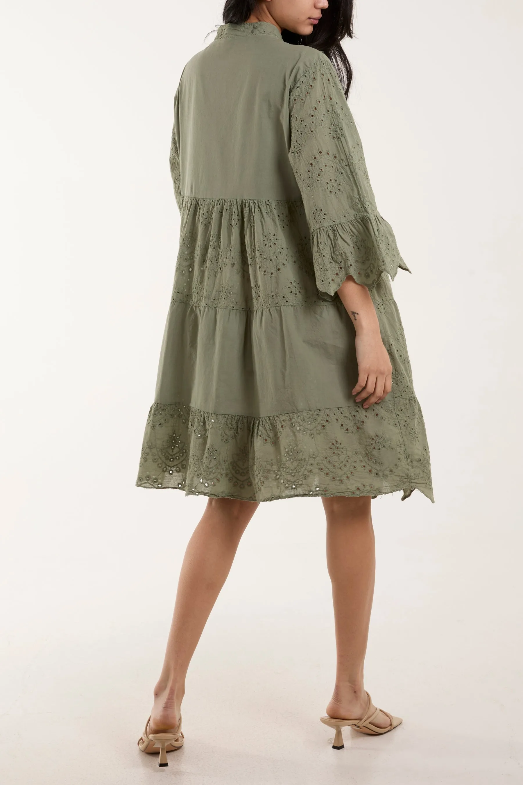 Broderie Anglaise Smock Shirt Dress