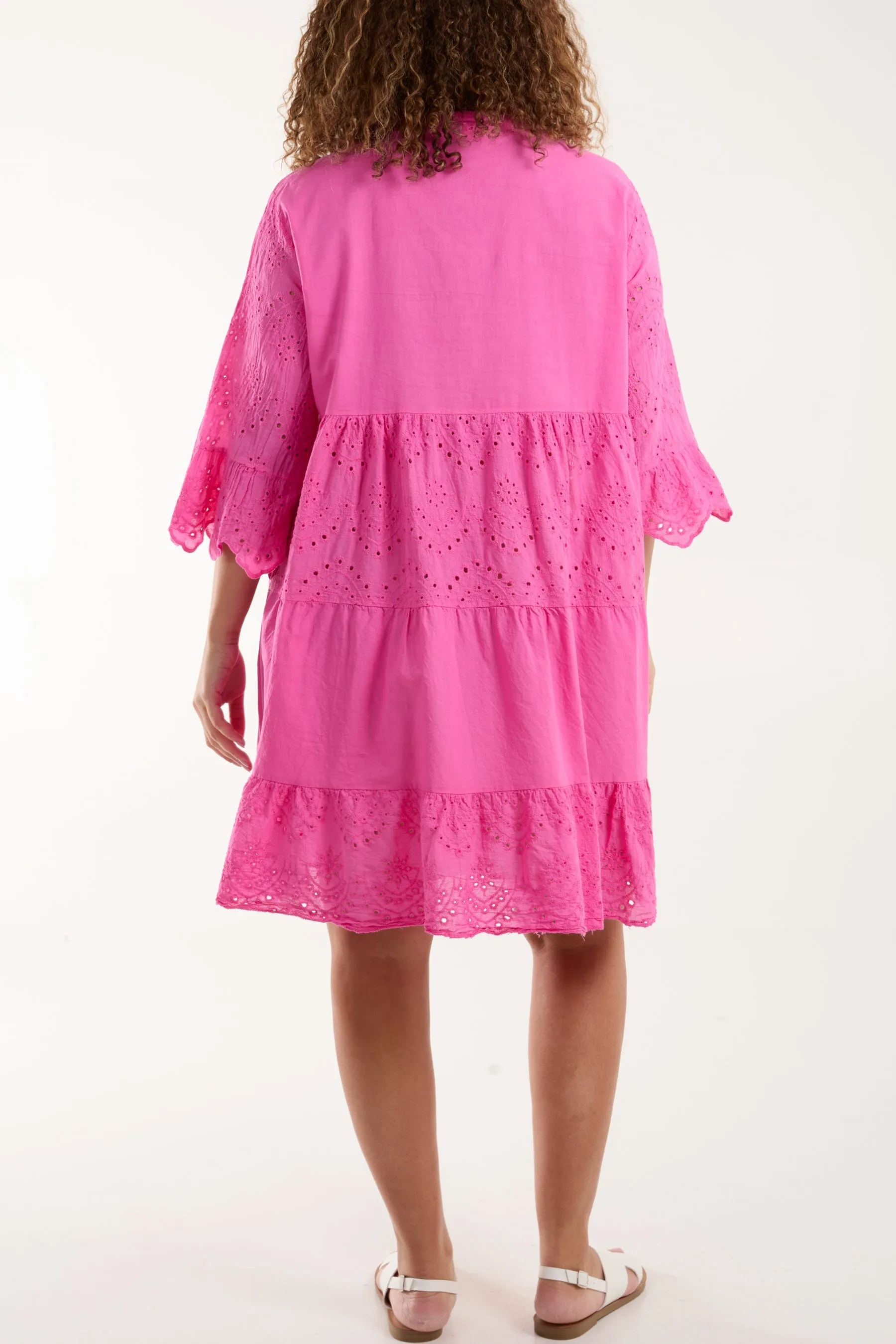Broderie Anglaise Smock Shirt Dress