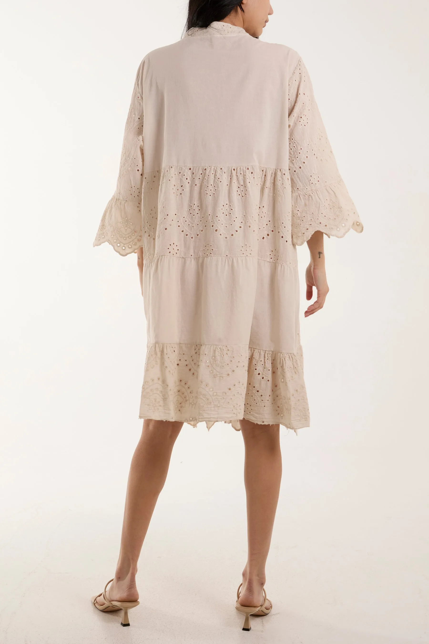Broderie Anglaise Smock Shirt Dress