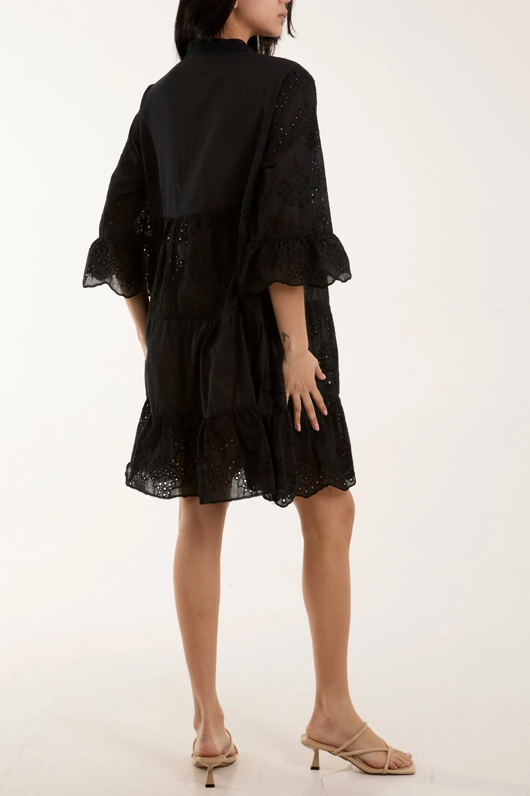 Broderie Anglaise Smock Shirt Dress