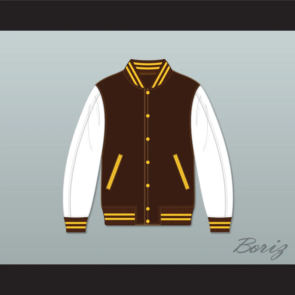 Broome Dusters Brown and White Varsity Letterman Jacket-Style Sweatshirt 1