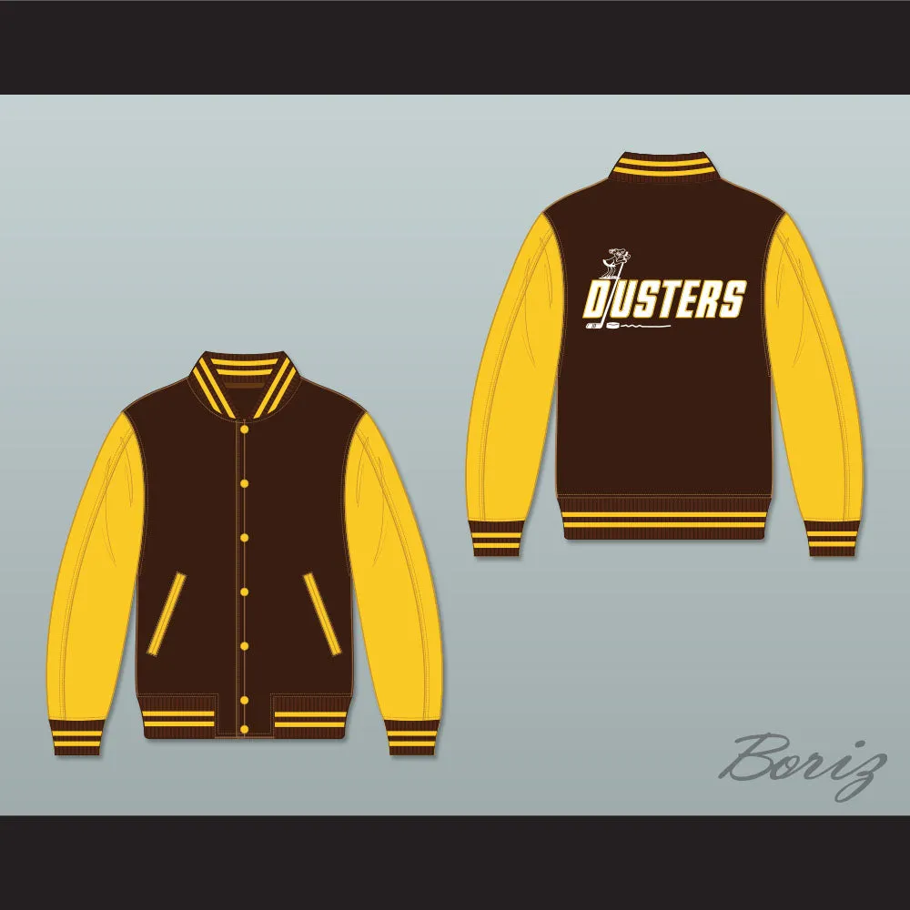 Broome Dusters Brown and Yellow Varsity Letterman Jacket-Style Sweatshirt 2