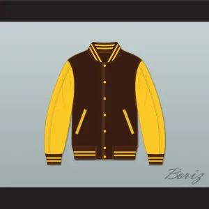 Broome Dusters Brown and Yellow Varsity Letterman Jacket-Style Sweatshirt 2