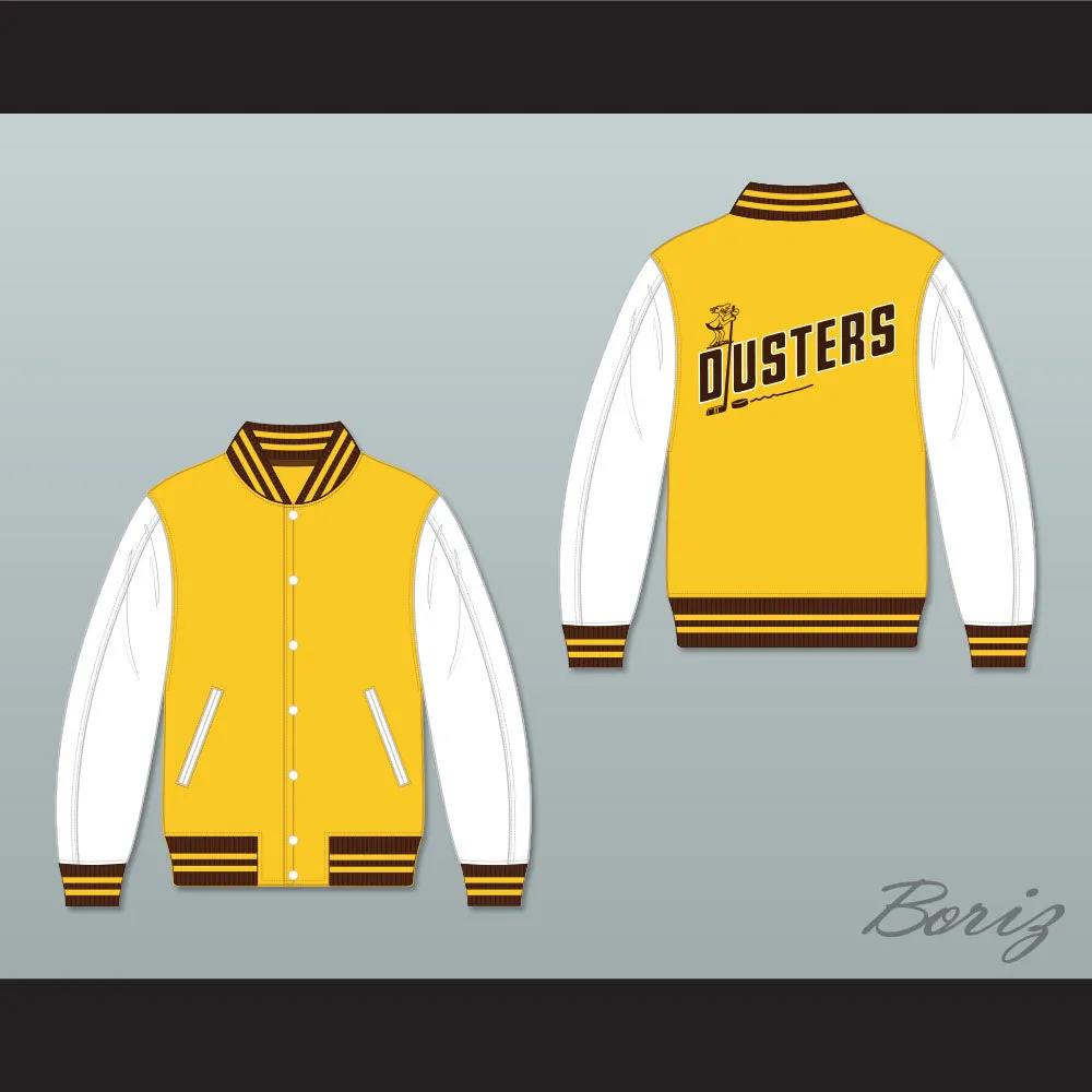 Broome Dusters Yellow and White Varsity Letterman Jacket-Style Sweatshirt 1
