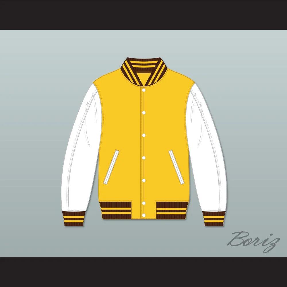 Broome Dusters Yellow and White Varsity Letterman Jacket-Style Sweatshirt 1