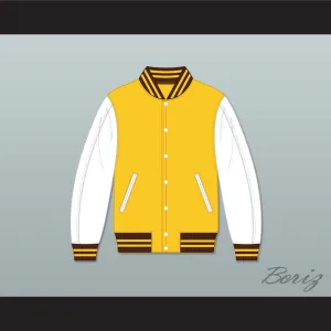 Broome Dusters Yellow and White Varsity Letterman Jacket-Style Sweatshirt 1