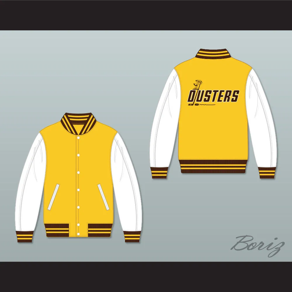Broome Dusters Yellow and White Varsity Letterman Jacket-Style Sweatshirt 2