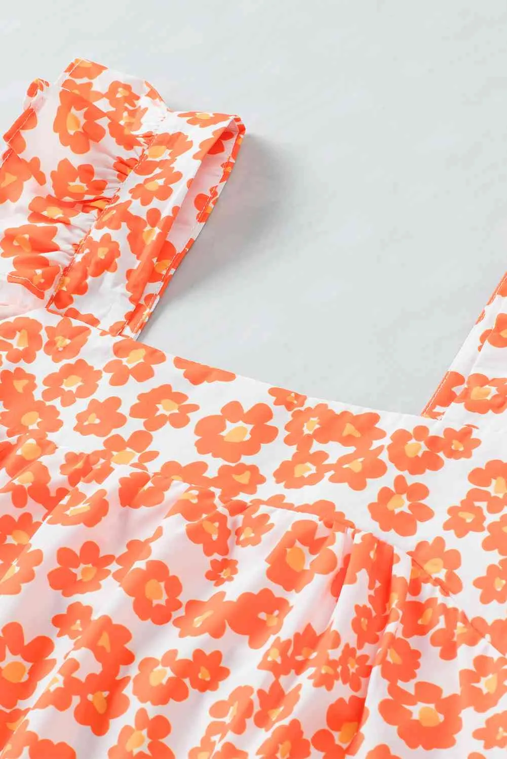 Brooney Floral Square Neck Cap Sleeve Tank