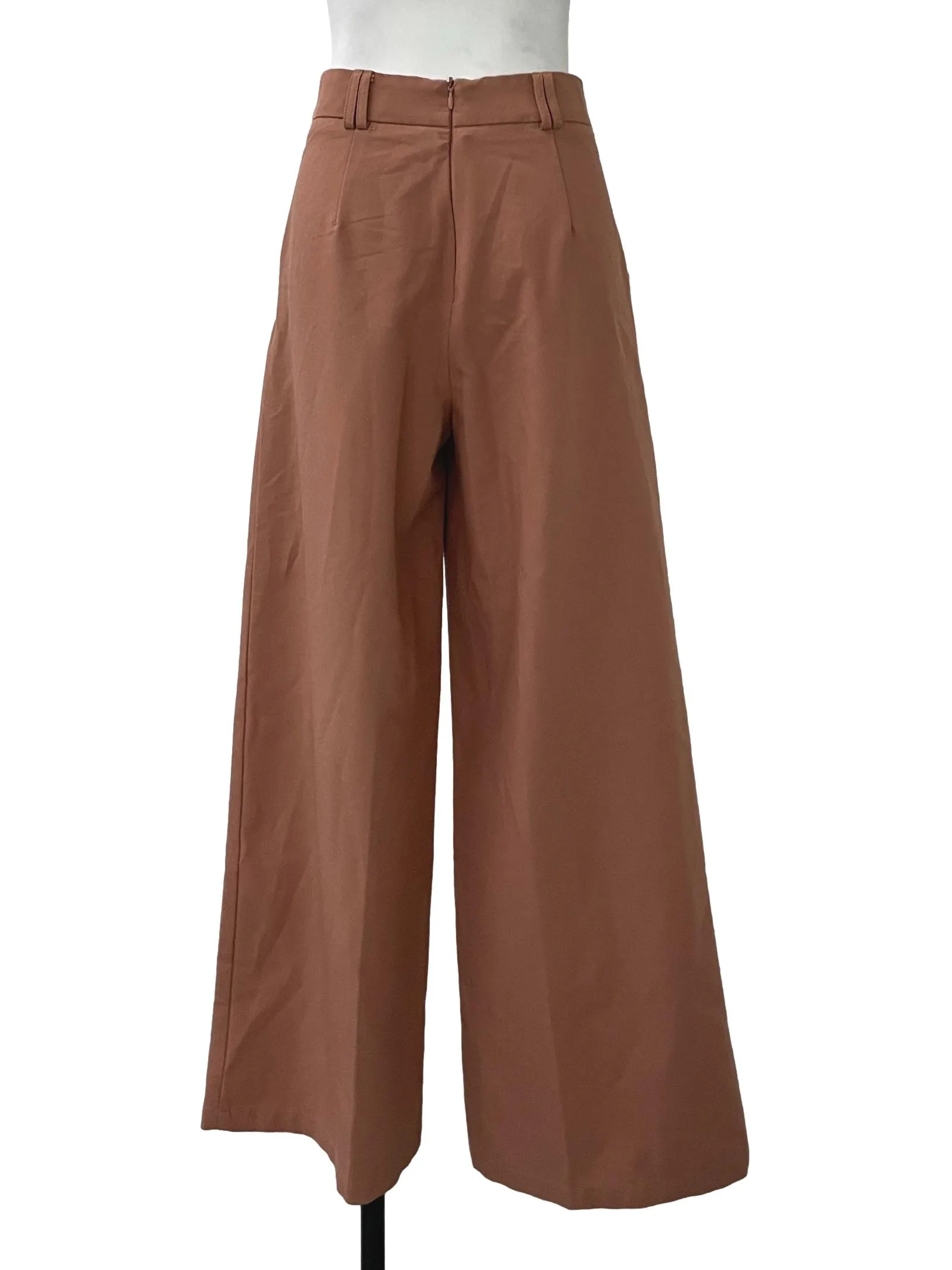 Brown Pleated Wide Legged Pants TEM