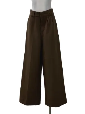Brown Pleated Wide Legged Pants