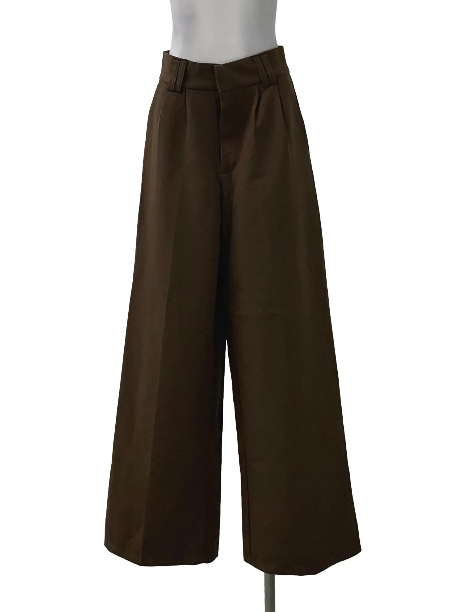 Brown Pleated Wide Legged Pants