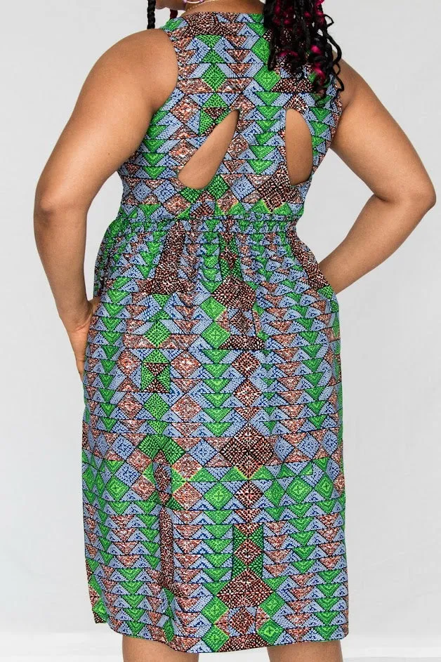 Busayo Dress- smocked front midi dress