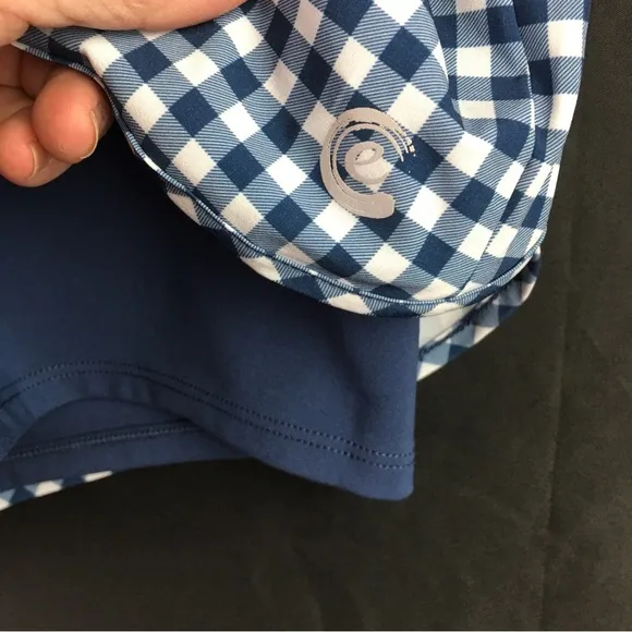 Calme by Johnny Was Blue and White Checkered Elements Run Shorts II Small