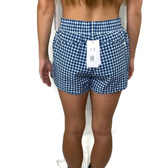 Calme by Johnny Was Blue and White Checkered Elements Run Shorts II Small