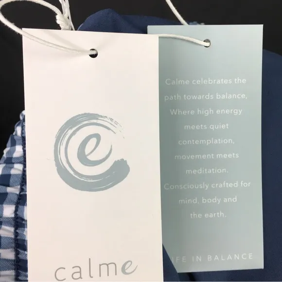 Calme by Johnny Was Blue and White Checkered Elements Run Shorts II Small