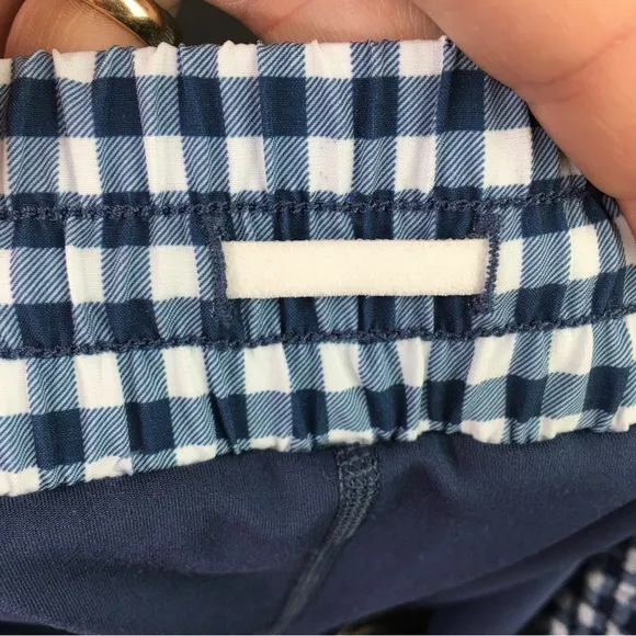 Calme by Johnny Was Blue and White Checkered Elements Run Shorts II Small