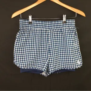 Calme by Johnny Was Blue and White Checkered Elements Run Shorts II Small